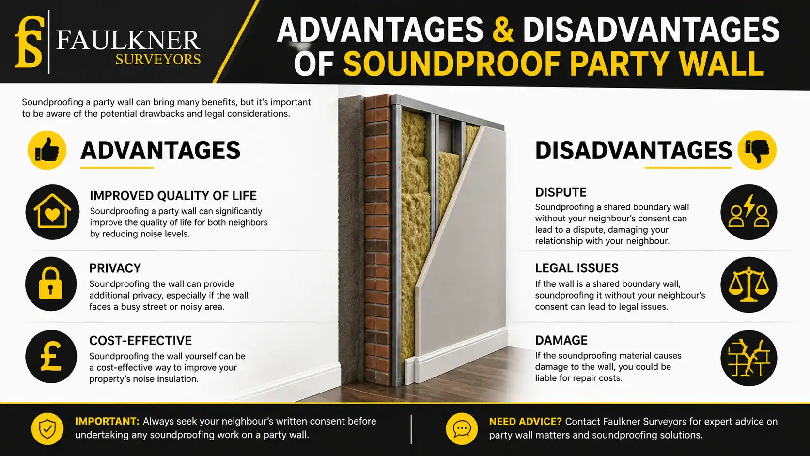 Can you soundproof a Party wall? 2 Advantages and Disadvantages of Soundproof Party Wall Stevenage