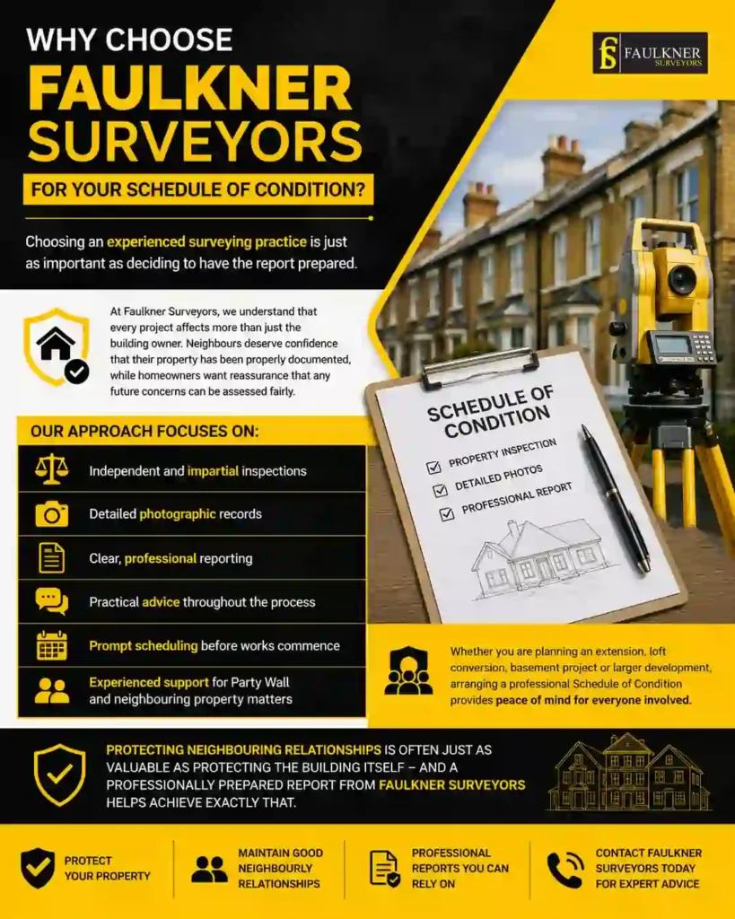 Schedule of Condition: What It Is and Why It Protects Both Neighbours 3 Why Choose Faulkner Surveyors for Your Schedule of Condition Stevenage?